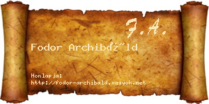 Fodor Archibáld névjegykártya